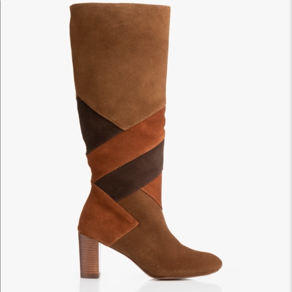 Patchwork Leather Knee High Boots - Picture 3 of 6